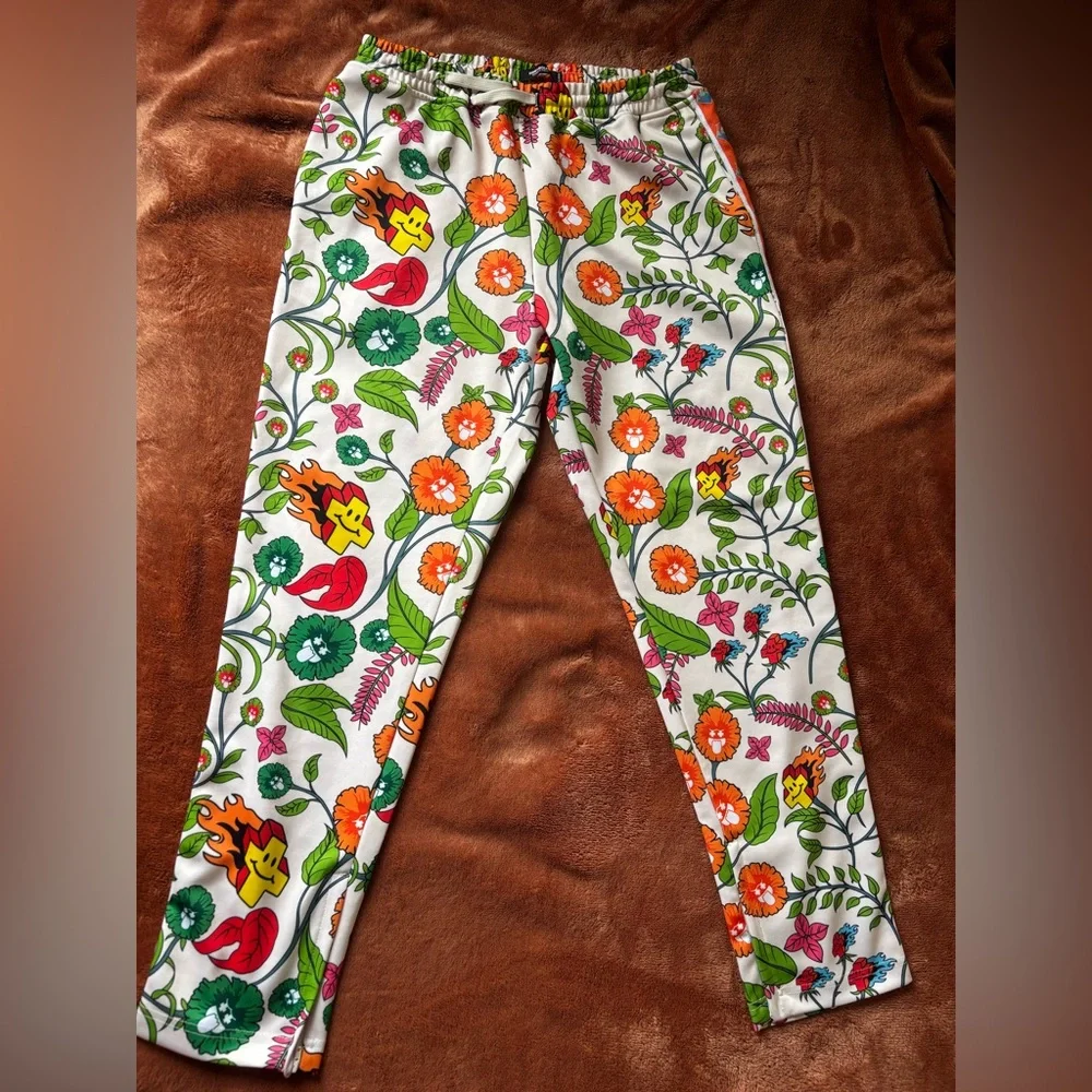 Pink Dolphin Floral Graphic Pants XL Colorful Streetwear Lounge Pants